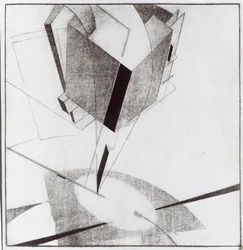 Proun 5 A, 1919 (delvis håndfarvet litho)